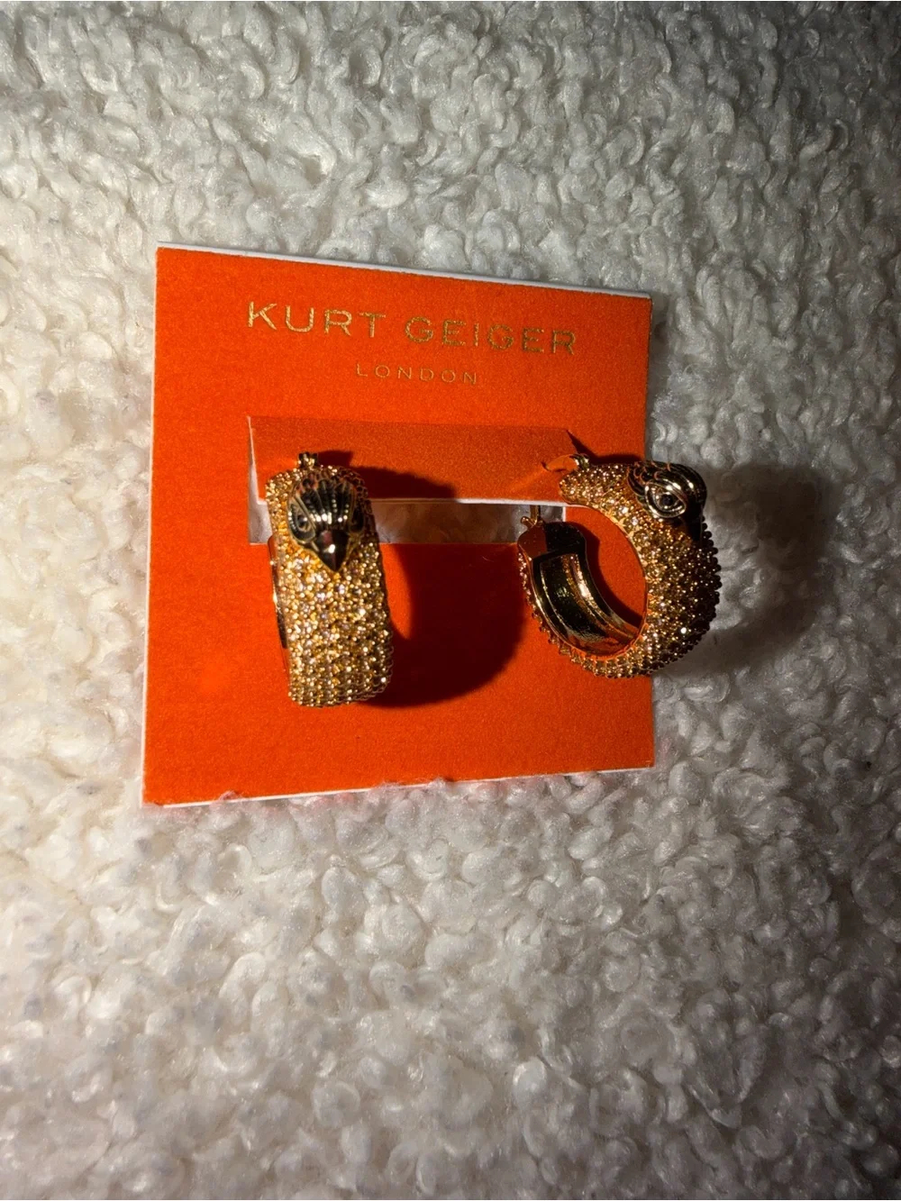 Kurt Geiger Gold Pave Crystal Hoop Earrings